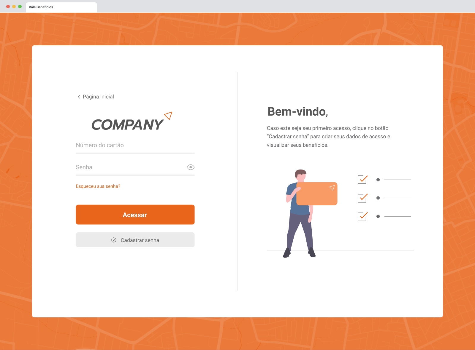 Vale Benefícios new login page